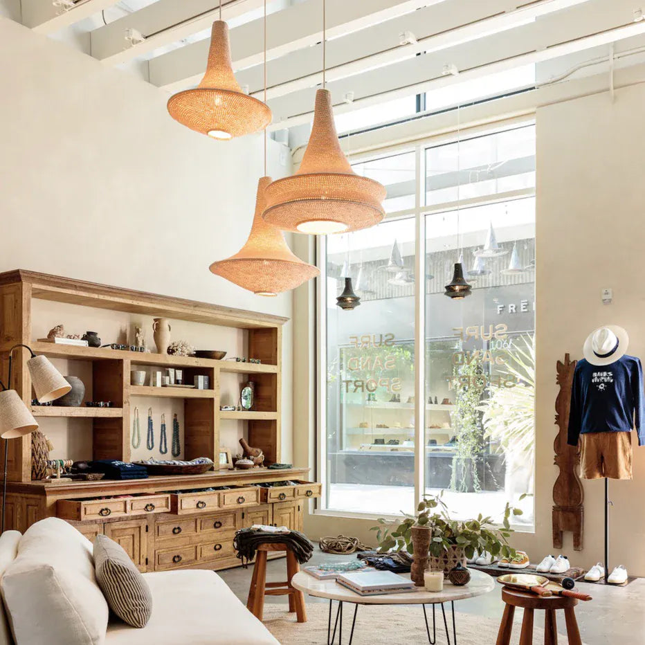 Large Joosh Hæklet Loftslampe - Beige