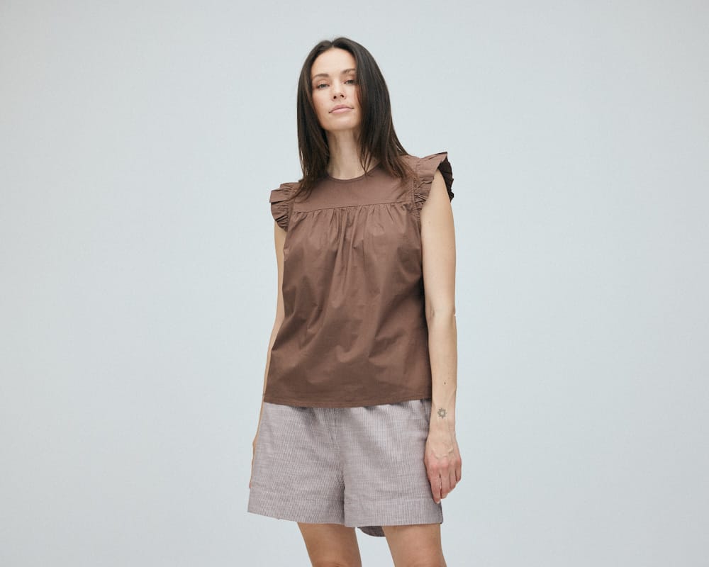 Sydney String Shorts - Øko Bomuld - Coffee Quartz Stripe