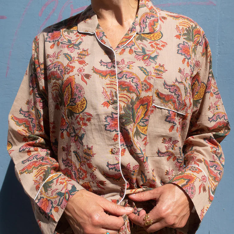 Pyjamas i Blokprint - Khaki