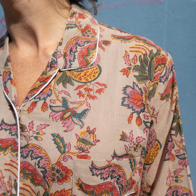 Pyjamas i Blokprint - Khaki