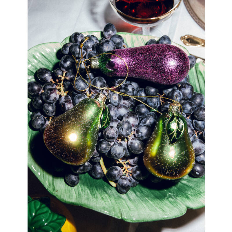 Aubergine - Mundblæst Glaskugle
