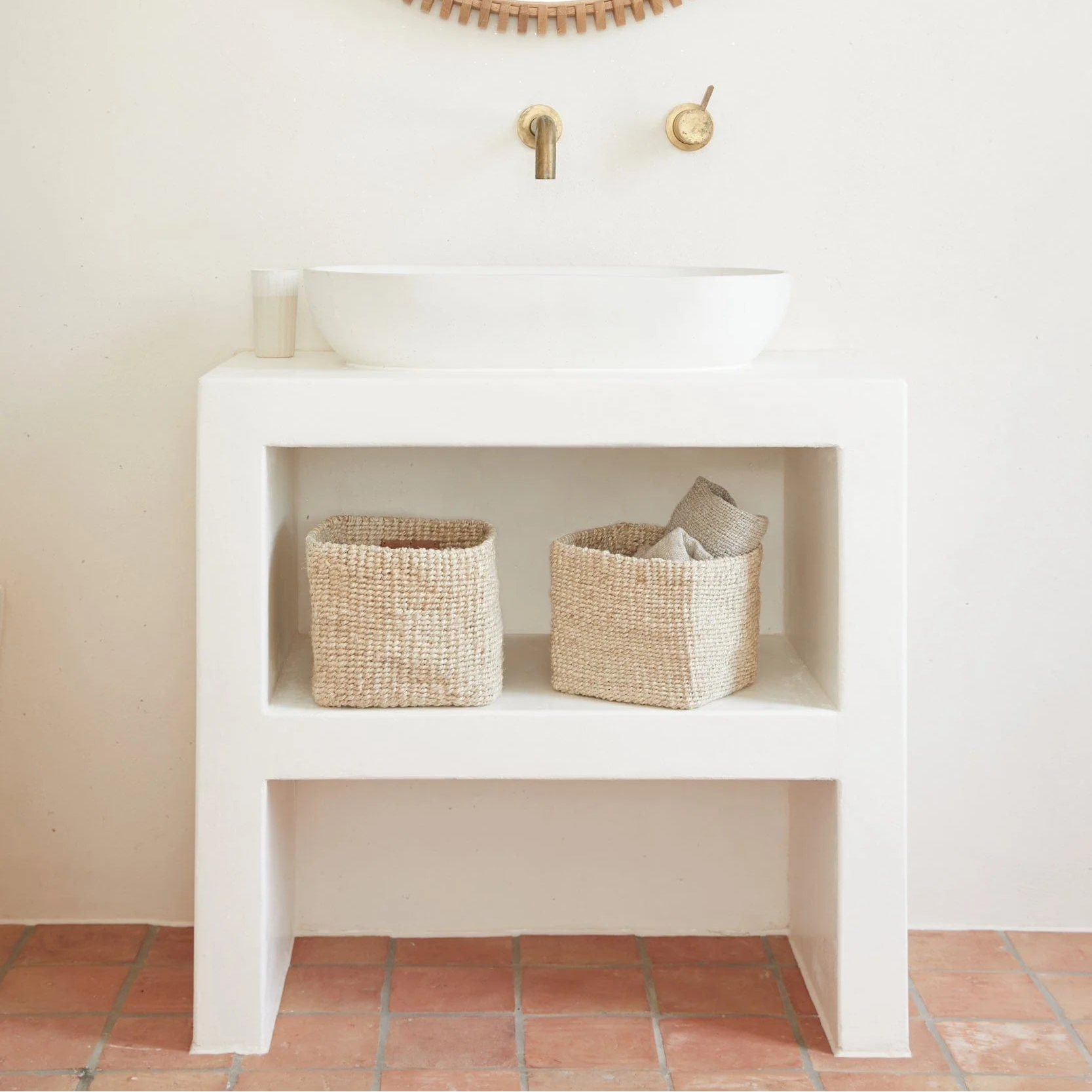 Lille Sona Duo Firkantet Kurv - Jute - Natural