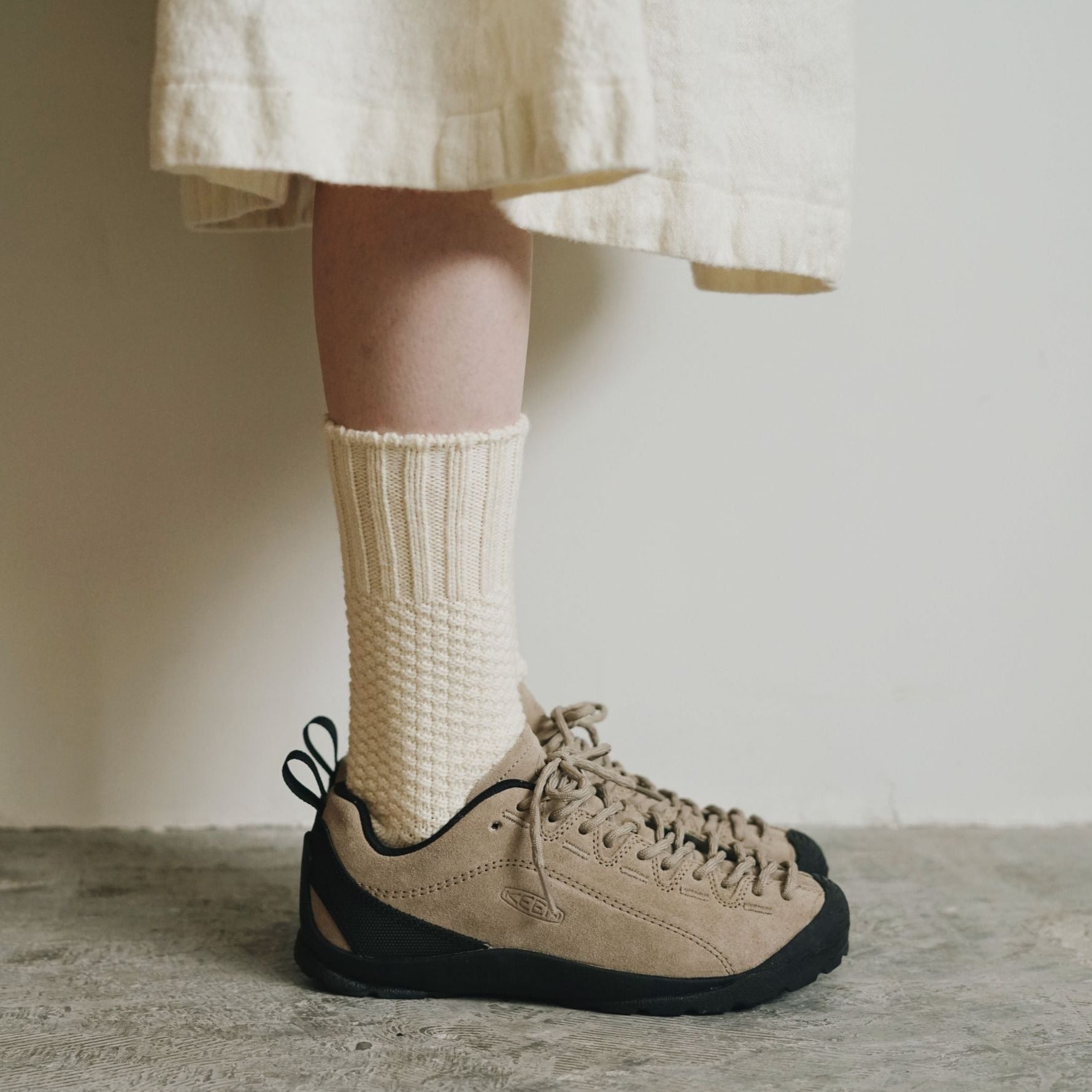 Uld Bomuld Strømper Med Rib Og Perlestrik