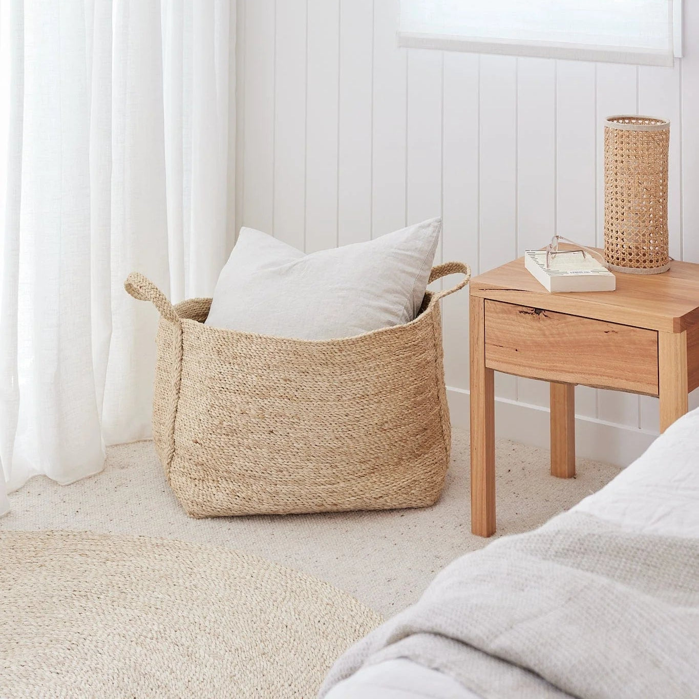 Firkantet Stor Kurv - Jute - Natural