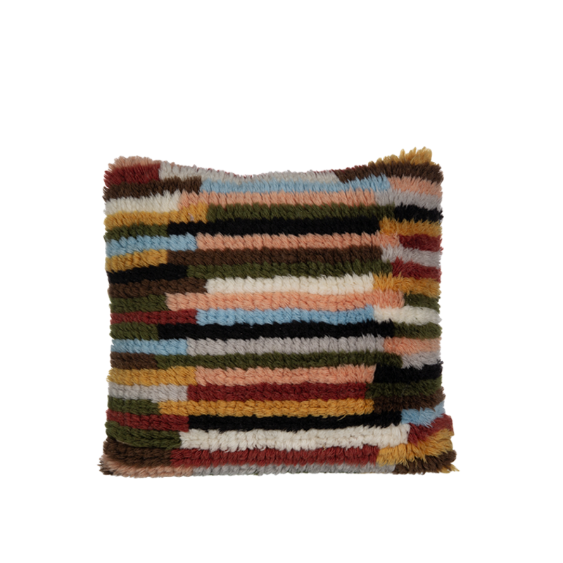 Shaggy Pude - Uld & Bomuld - Multi Stripe
