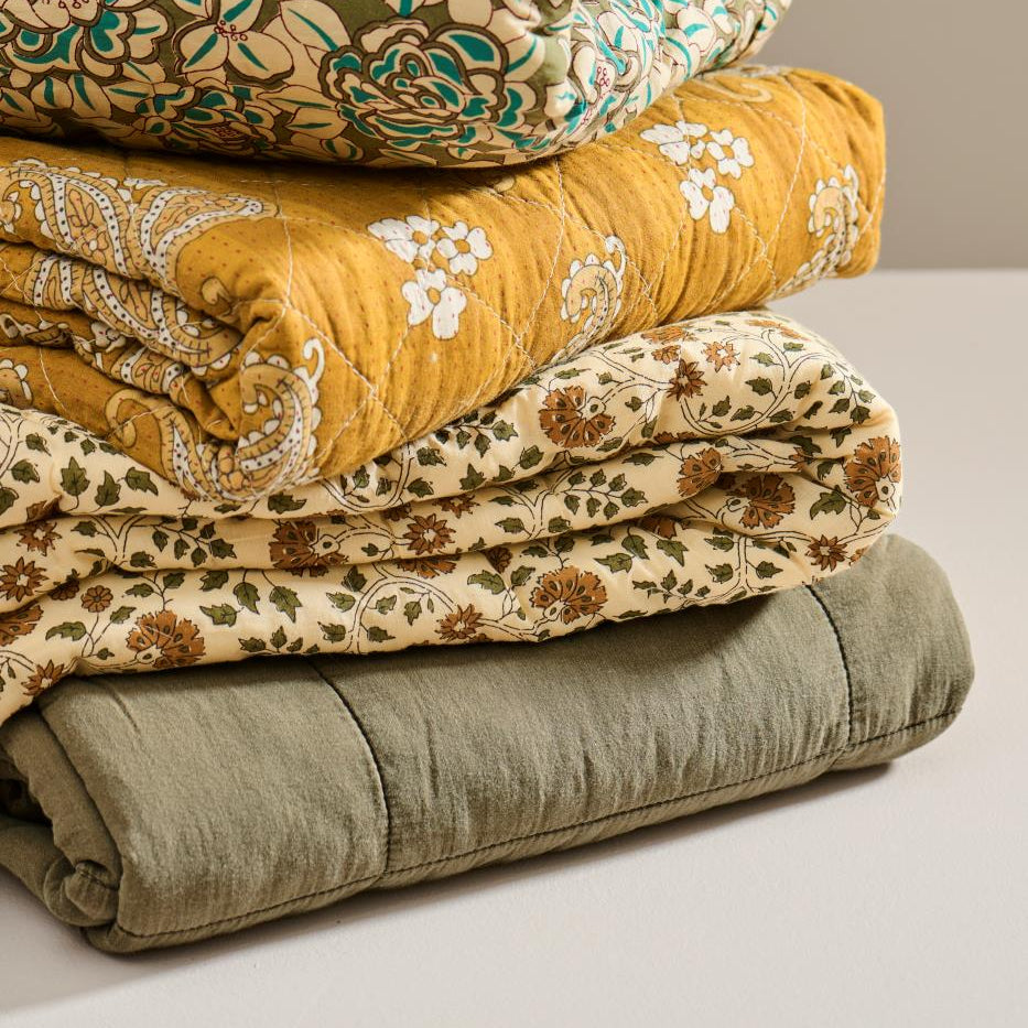 Quilt Tæppe - Bomuld - Eucalyptus Green (93)