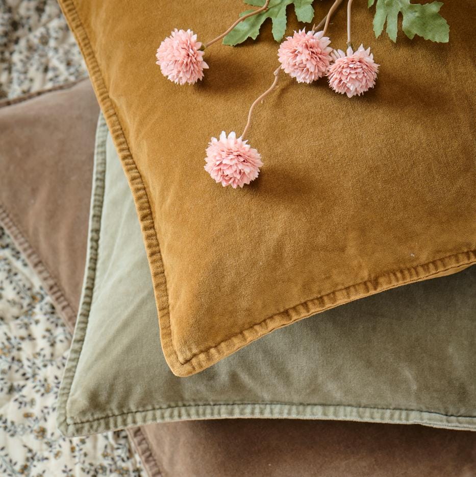 Velour Pude - Ochre Green (85)