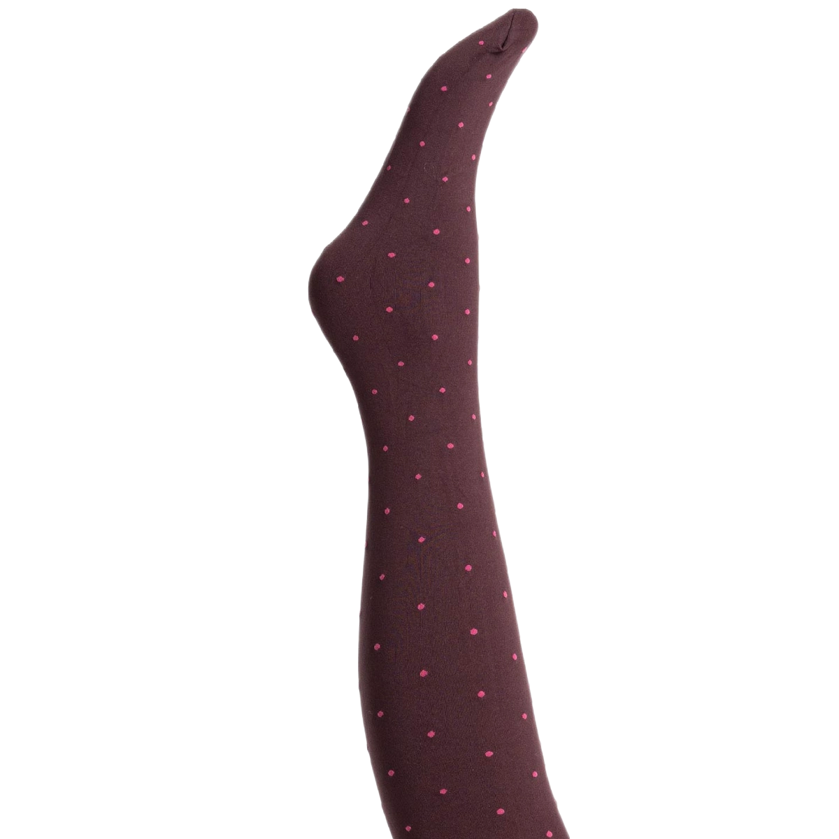 Agnes Strømpebukser - Aubergine w. pink dots