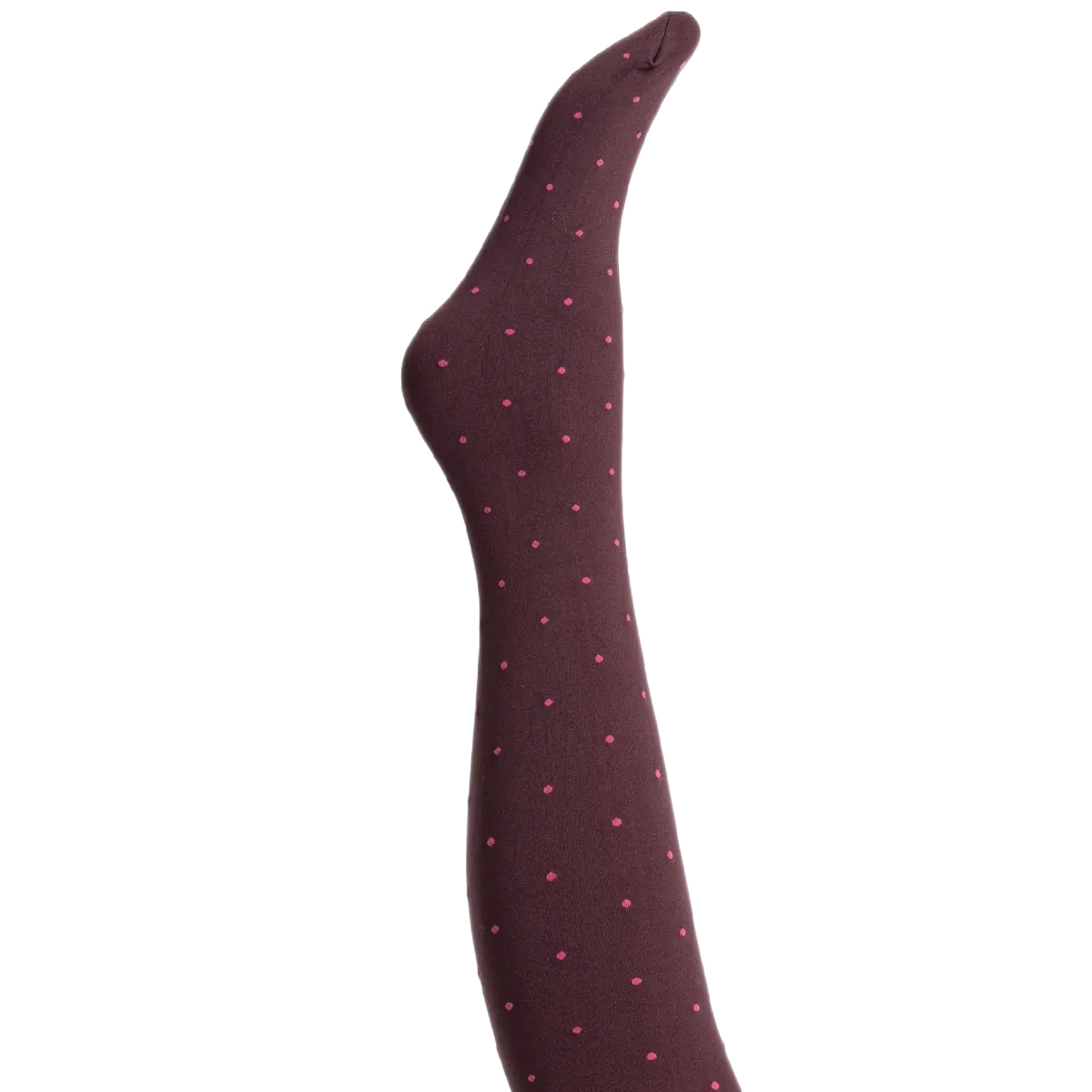 Agnes Strømpebukser - Aubergine w. pink dots