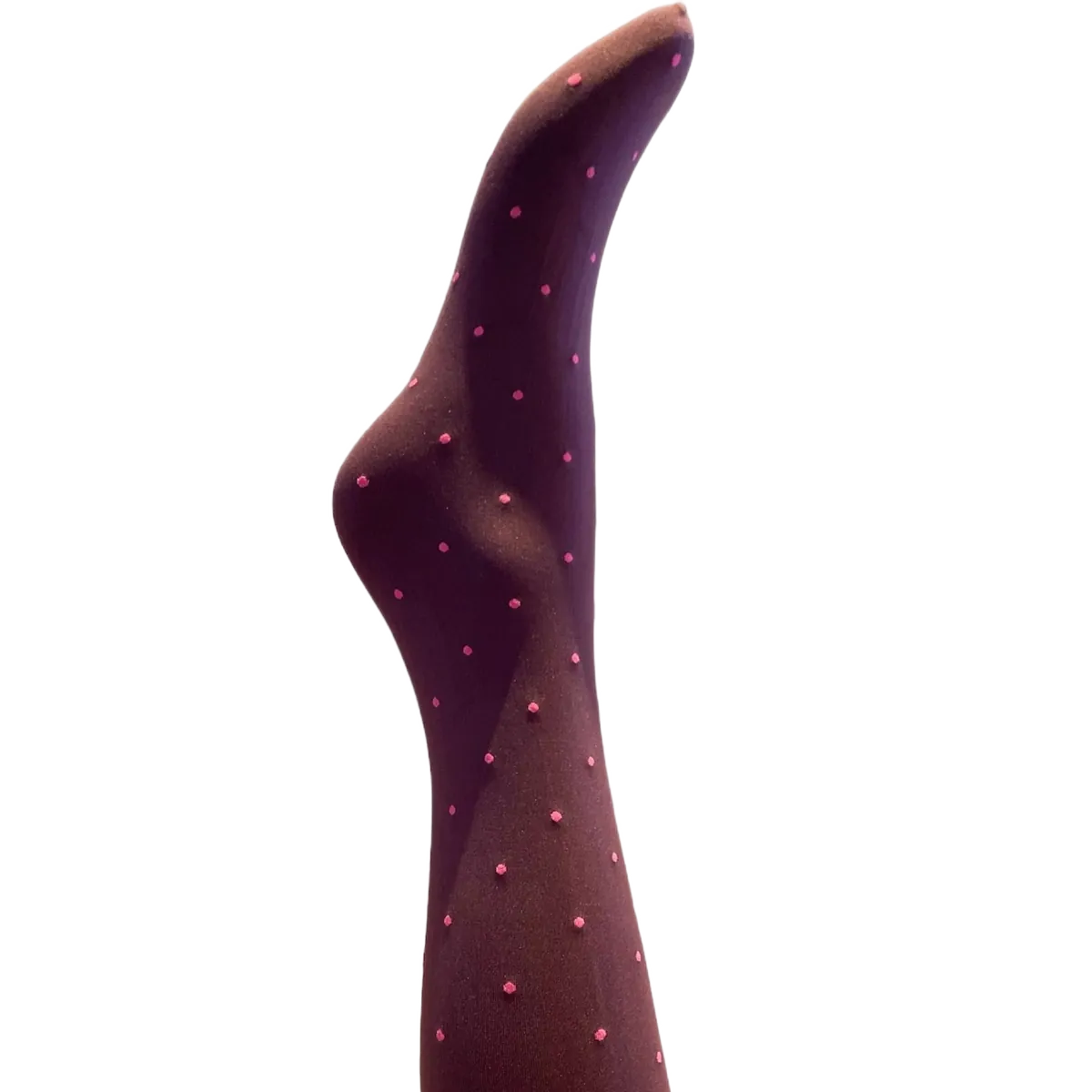 Agnes Strømpebukser - Aubergine w. pink dots