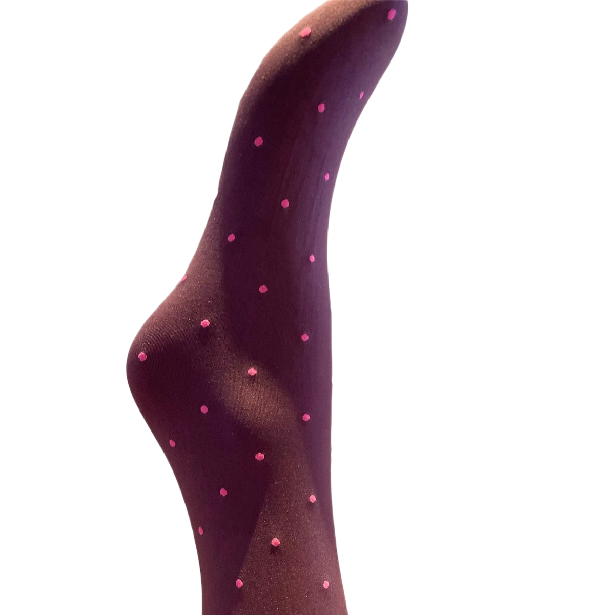 Agnes Strømpebukser - Aubergine w. pink dots