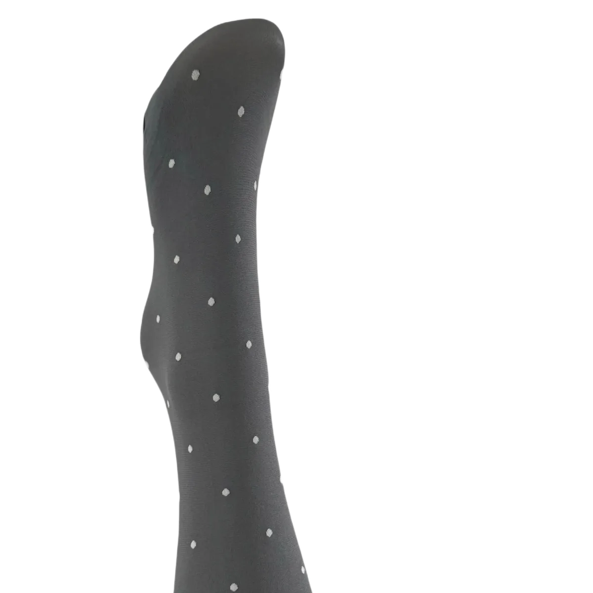 Agnes Strømpebukser - Dark grey w. off white dot