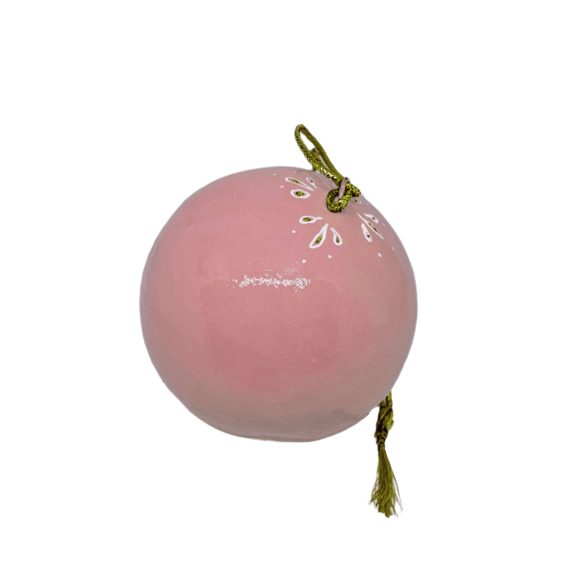En lyserød ensfarvet julekugle fra Balsalen