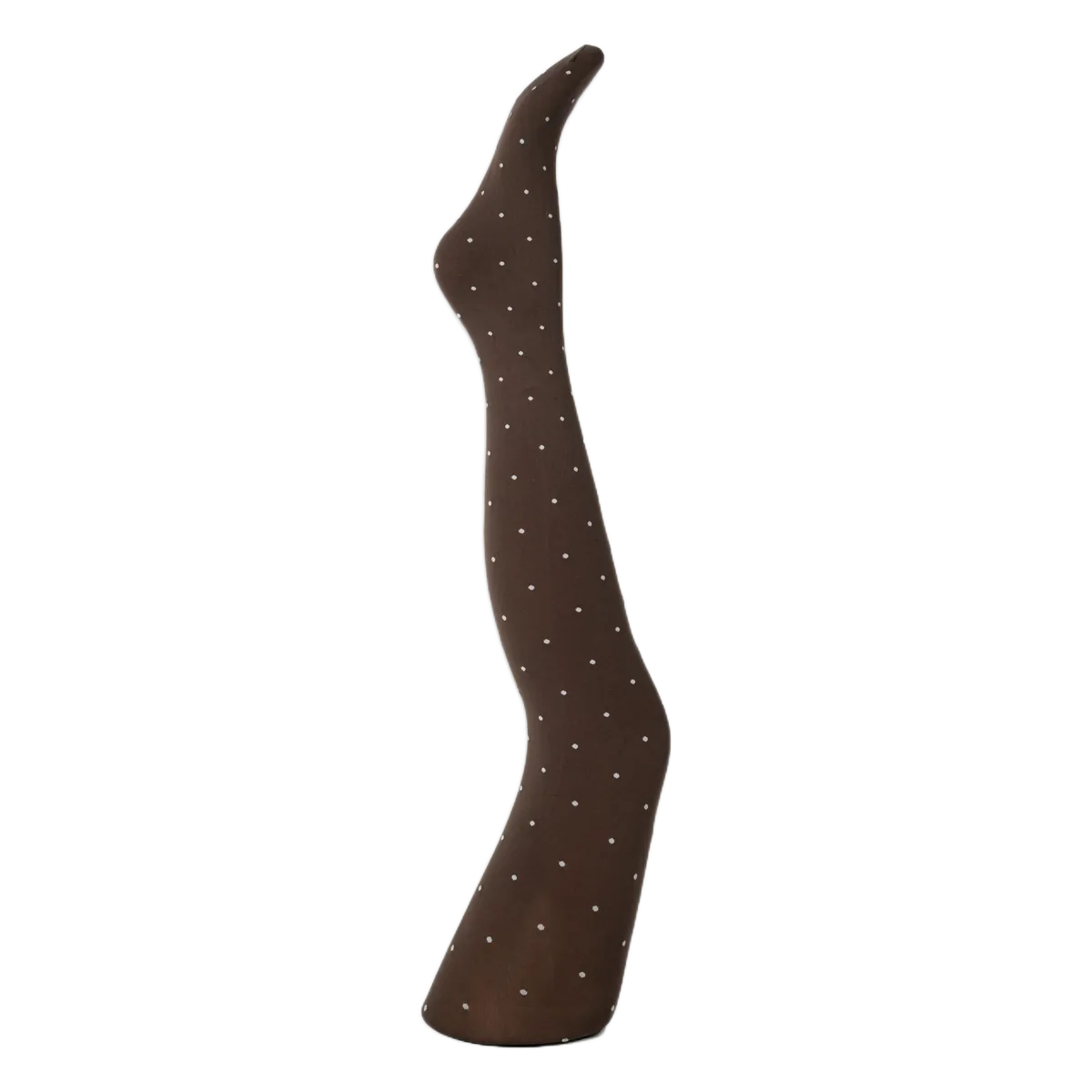 Agnes Strømpebukser - Dark brown w. off white dots