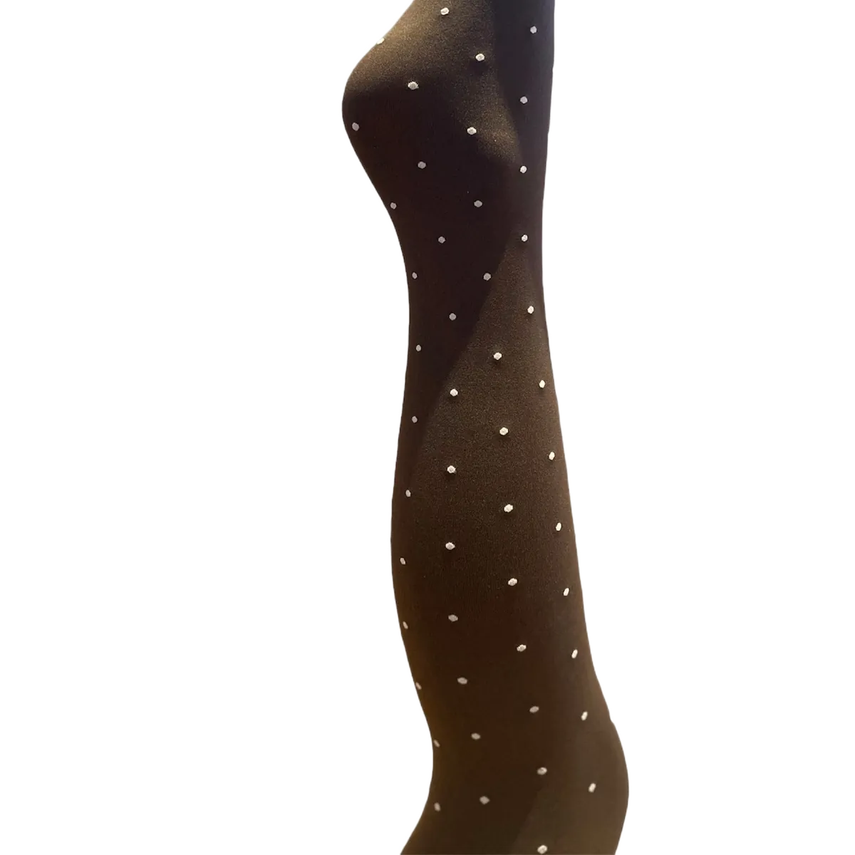 Agnes Strømpebukser - Dark brown w. off white dots