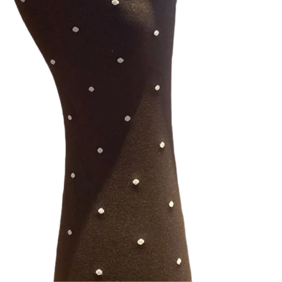 Agnes Strømpebukser - Dark brown w. off white dots