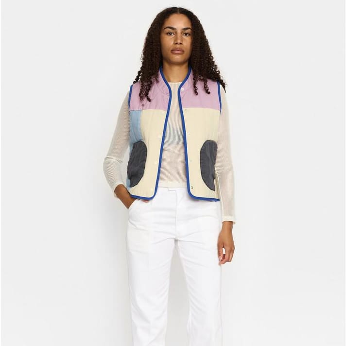 Stilren patchwork vest med afslappet pasform