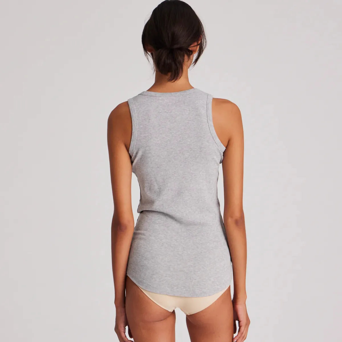 Alberte 1x1 Rib Top - Øko Bomuld - Light Grey Melange