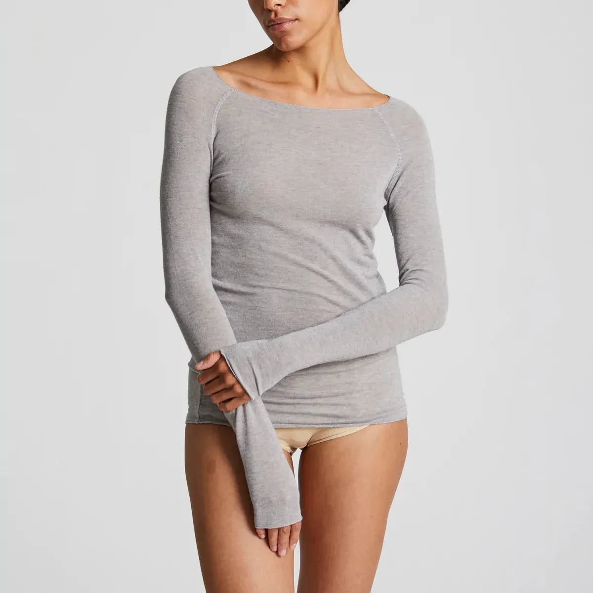 Amalie Bluse - Viskose/Uld - Light Grey Melange
