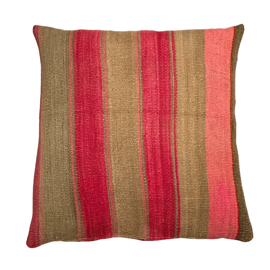 Stor frazada pude - 60x60cm. Fra Bolivia i lyserød, grå og beige farver