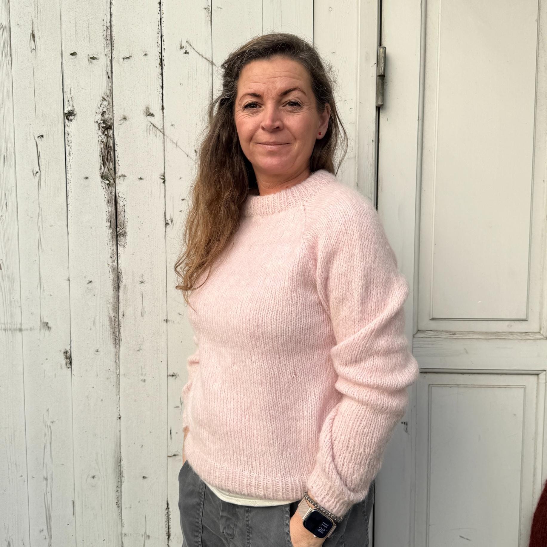 Pæn varm striktrøje fra Coffee Beanies i alpachamix