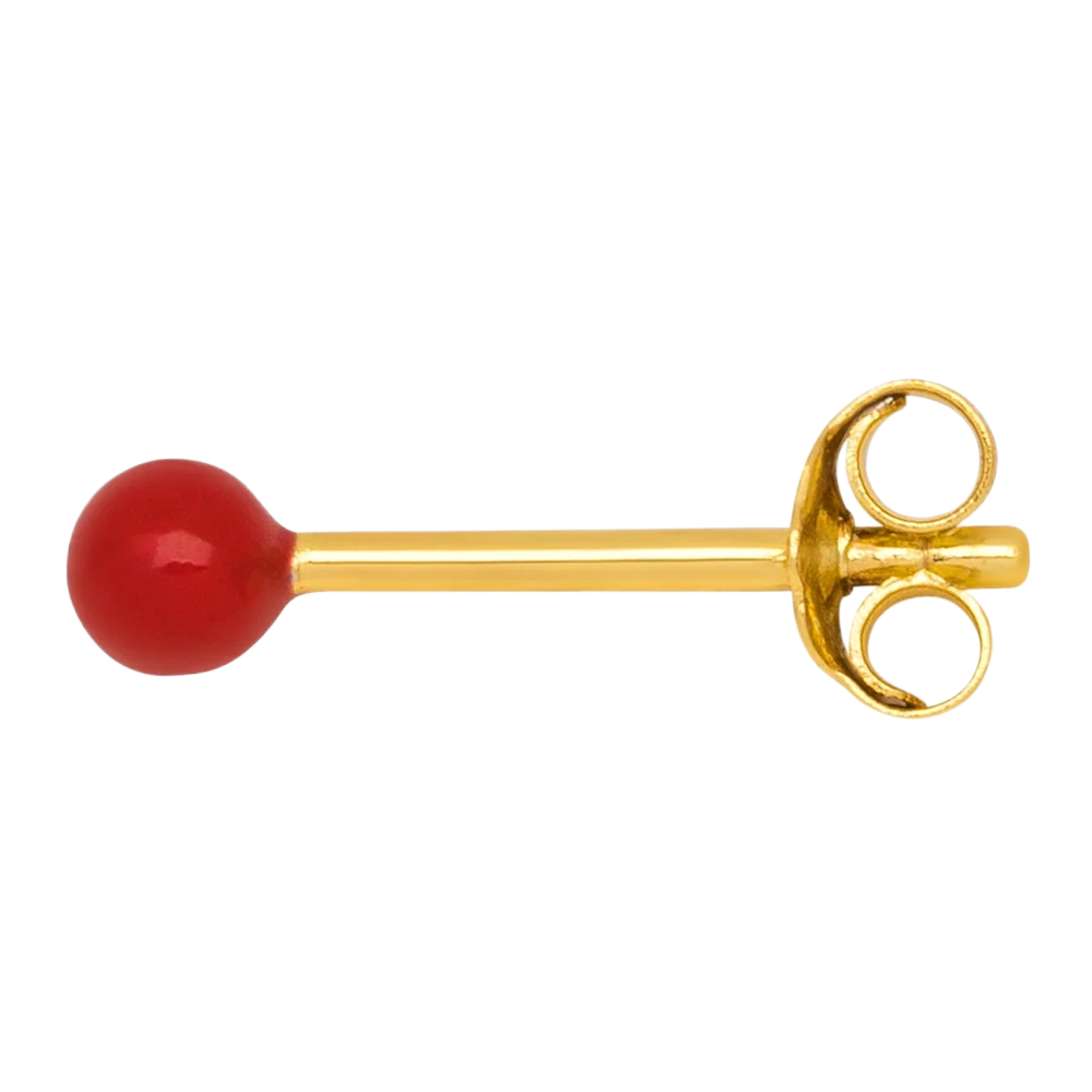 Color ball fra LULU Cph er en ørestik med en enkelt kugle på - denne er passion red som er en rød farve