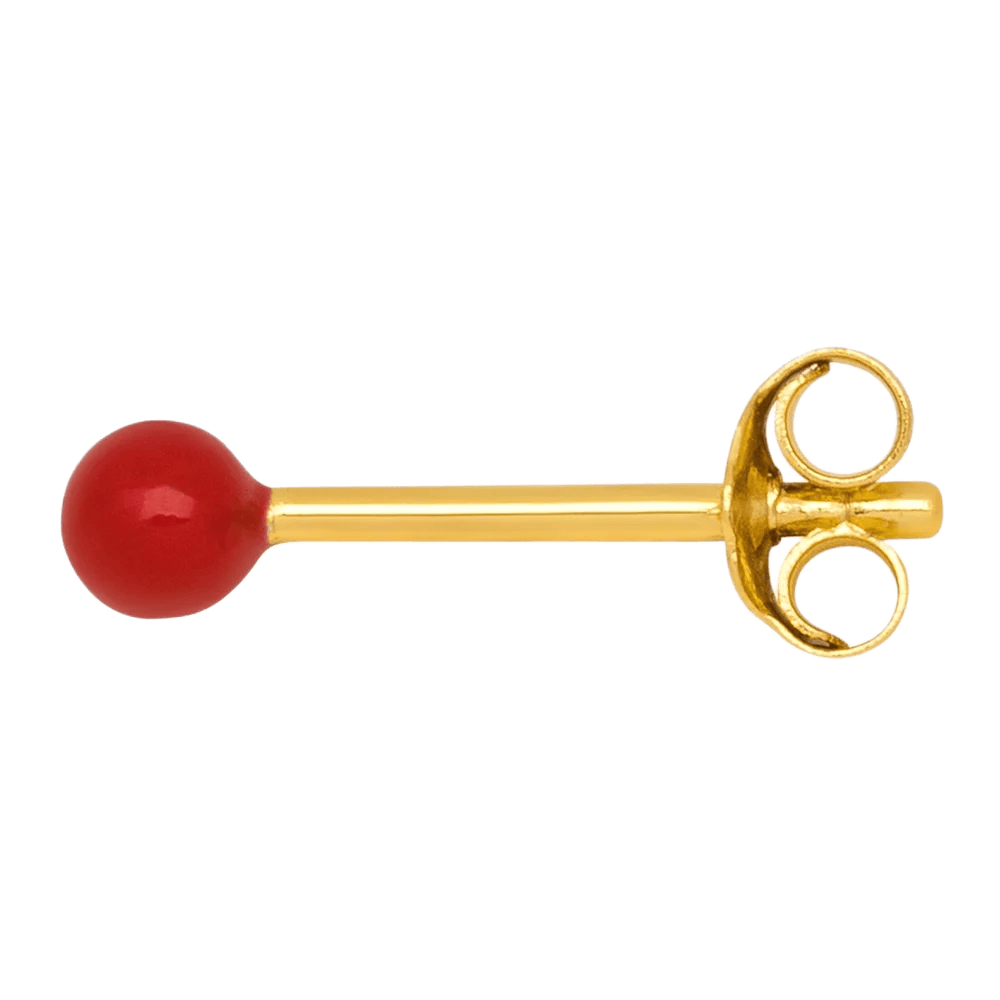 Color ball fra LULU Cph er en ørestik med en enkelt kugle på - denne er passion red som er en rød farve