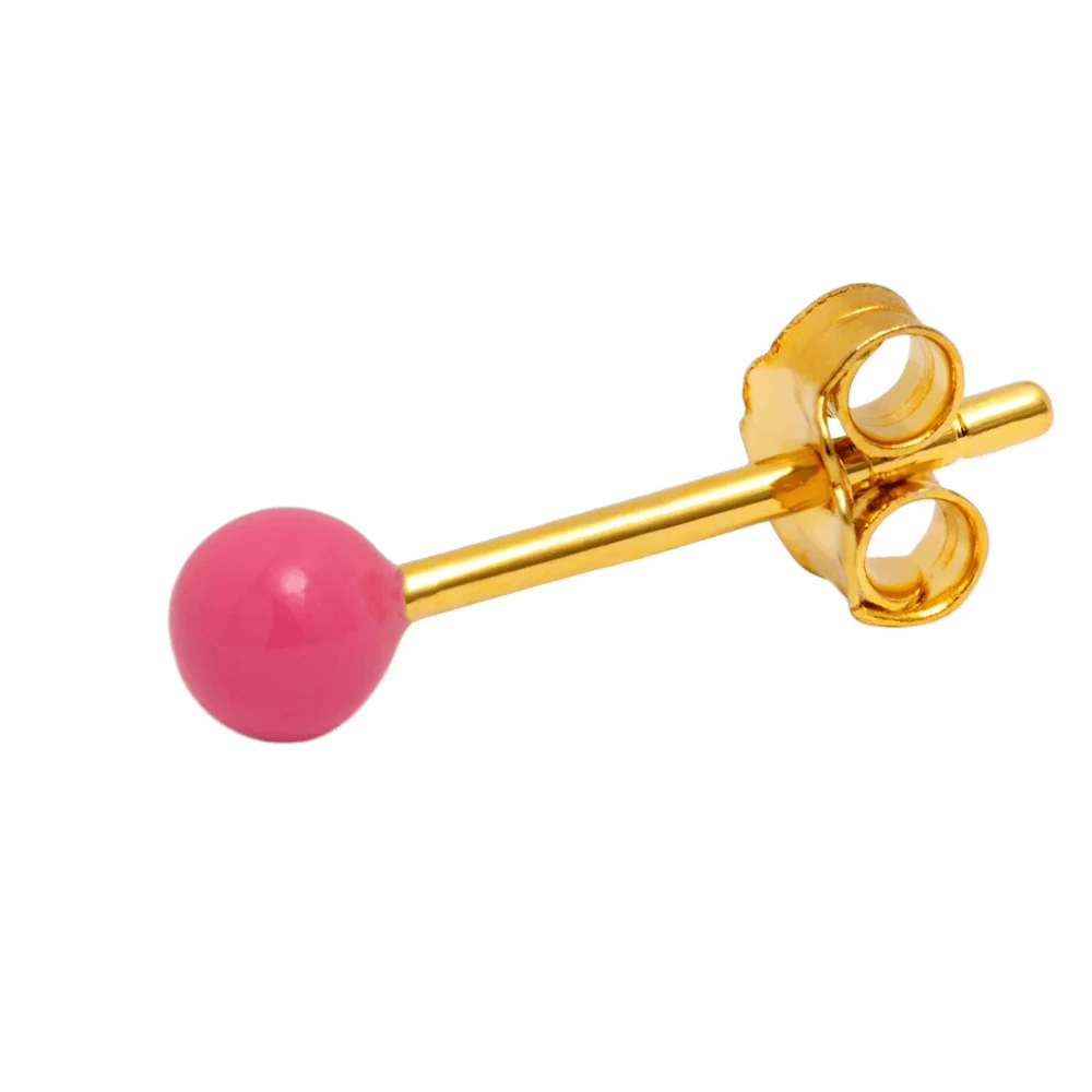Color ball fra LULU Cph er en ørestik med en enkelt kugle på - denne er pink som er en lyserød farve