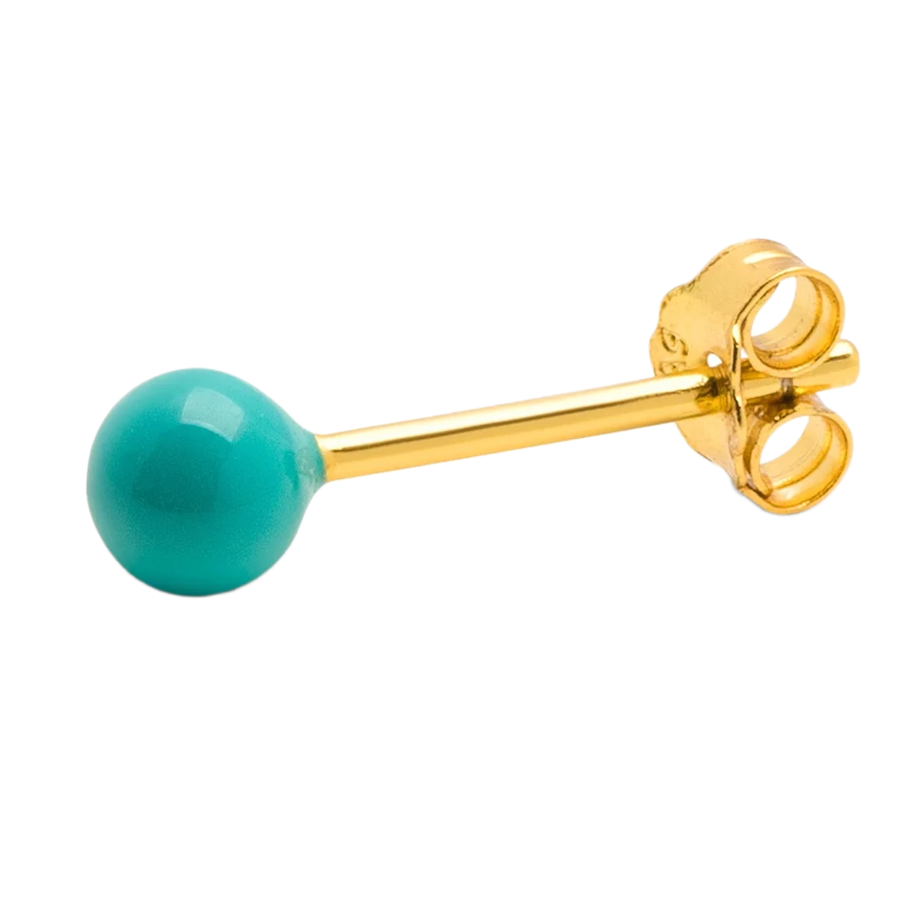 Color ball fra LULU Cph er en ørestik med en enkelt kugle på - denne er petrolium som er en blå/grøn farve