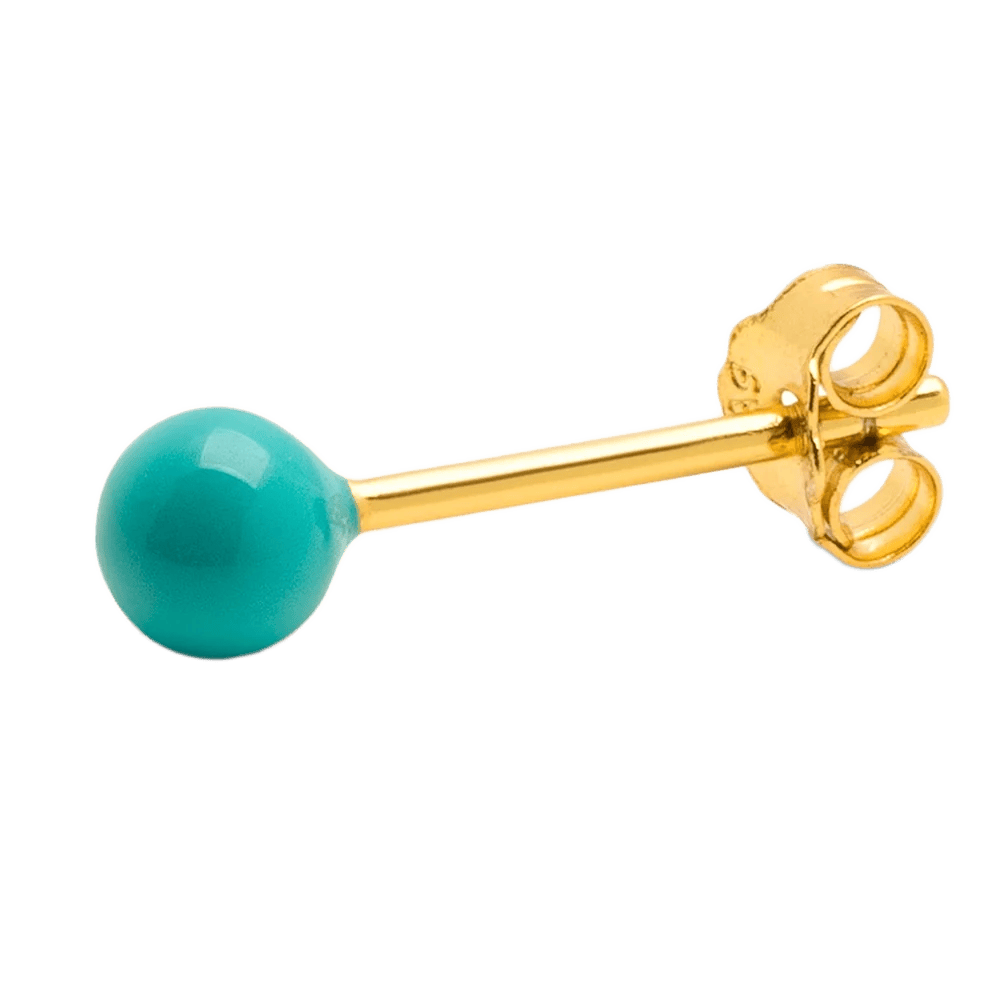 Color ball fra LULU Cph er en ørestik med en enkelt kugle på - denne er petrolium som er en blå/grøn farve