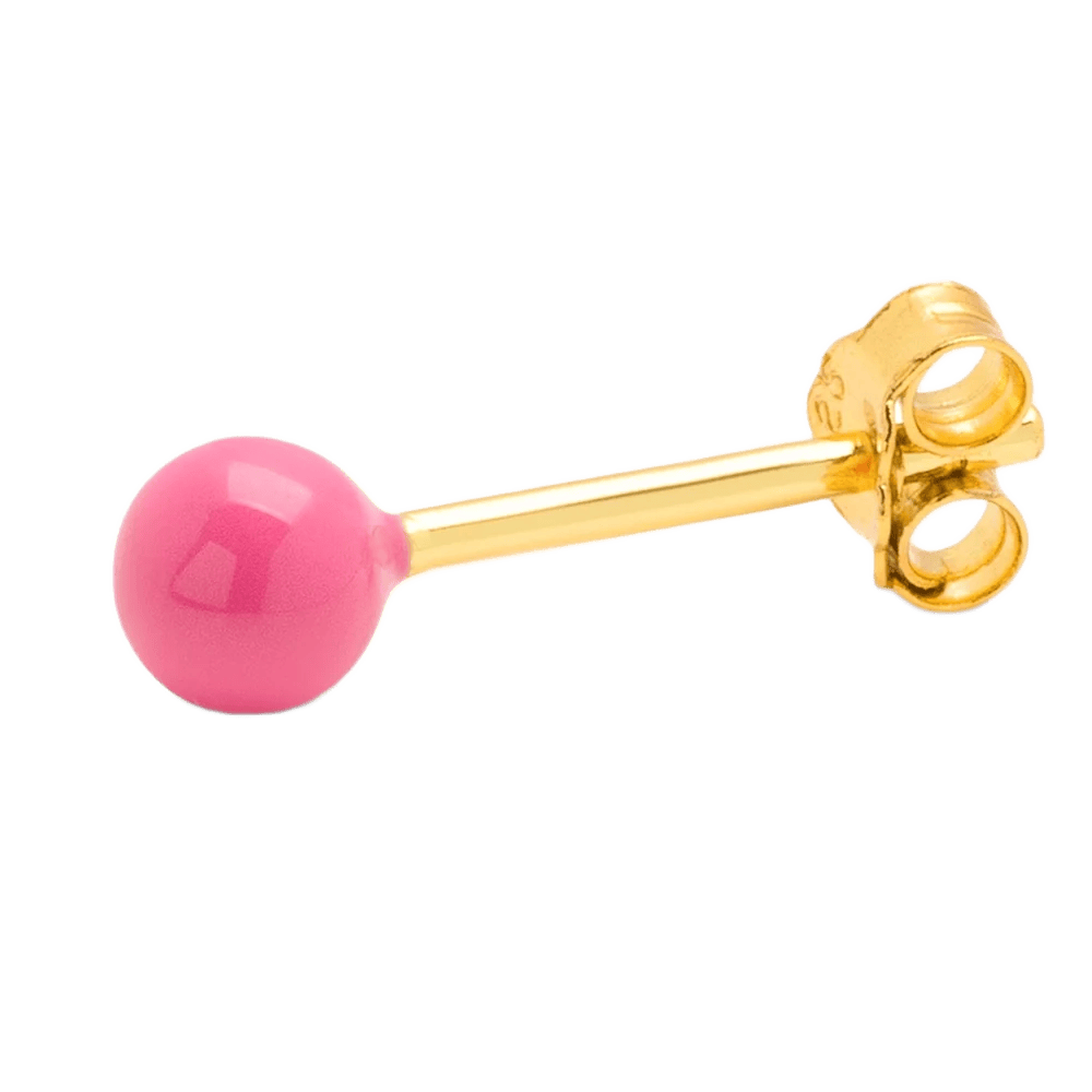 Color ball fra LULU Cph er en ørestik med en enkelt kugle på - denne er pink som er en lyserød farve
