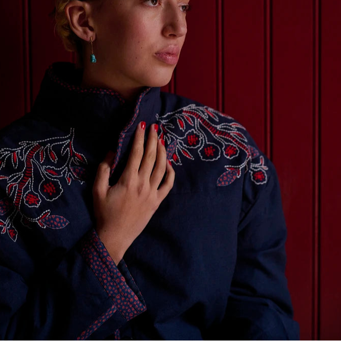 Bohemia Quiltet Jakke - Øko Bomuld - Indigo