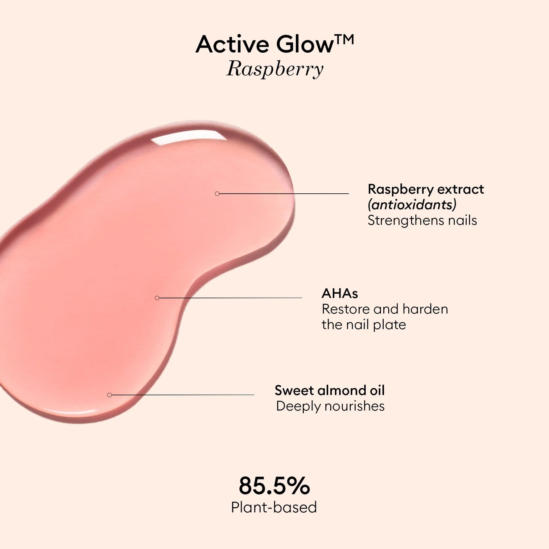 Active Glow fra Manucurist Paris er en nærende neglelak, som udglatter neglen og giver den et rosenrødt lag