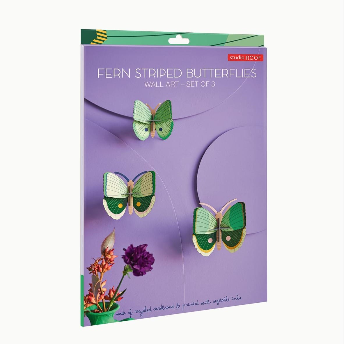 Vægdekoration, Sæt Med 3 Stk. - Fern Striped Butterflies