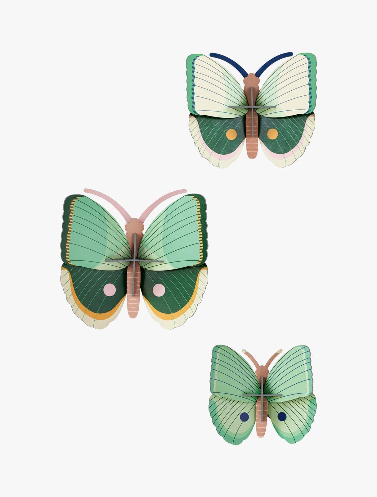Vægdekoration, Sæt Med 3 Stk. - Fern Striped Butterflies