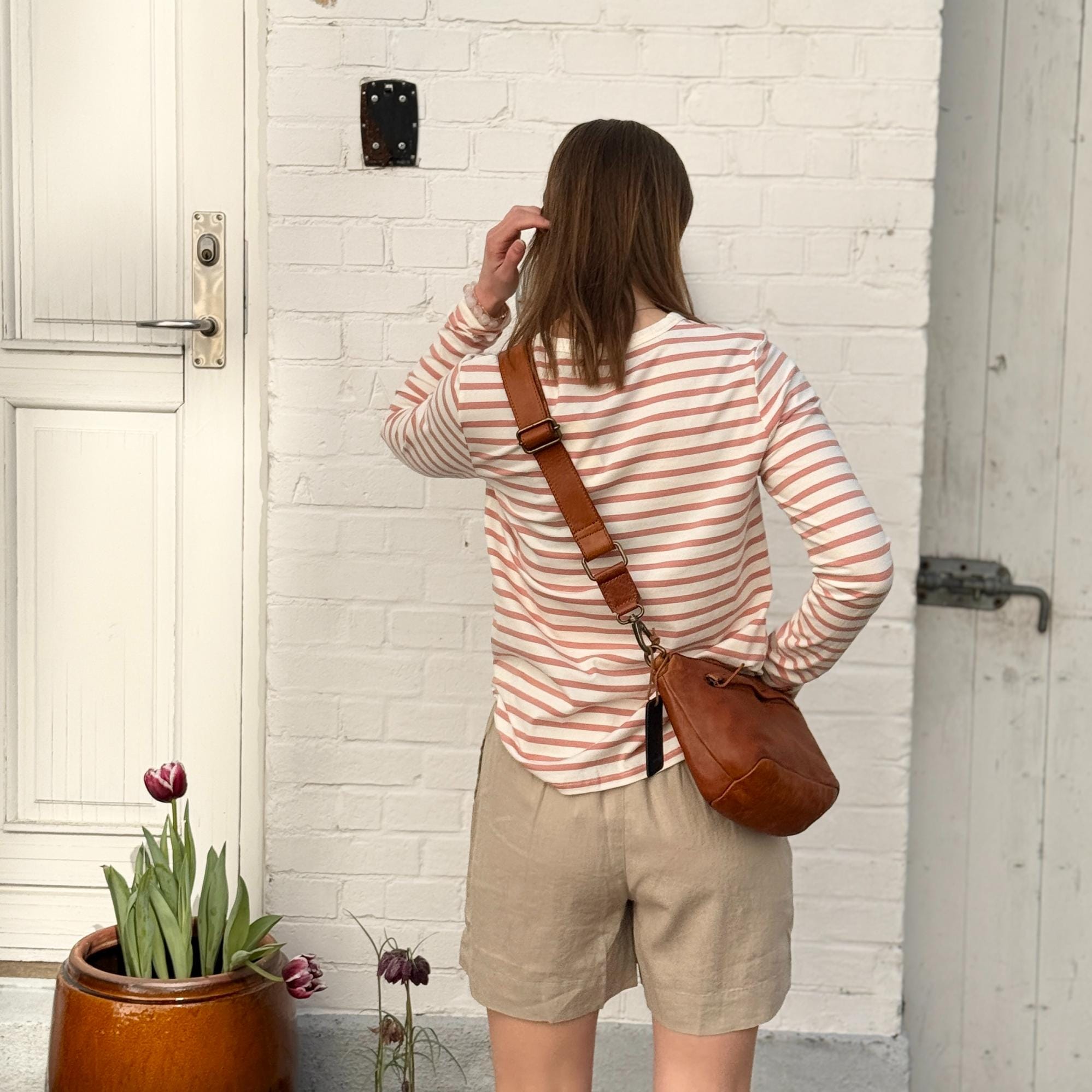 Lucca Bluse - Øko Bomuld - Cameo Brown Stripe