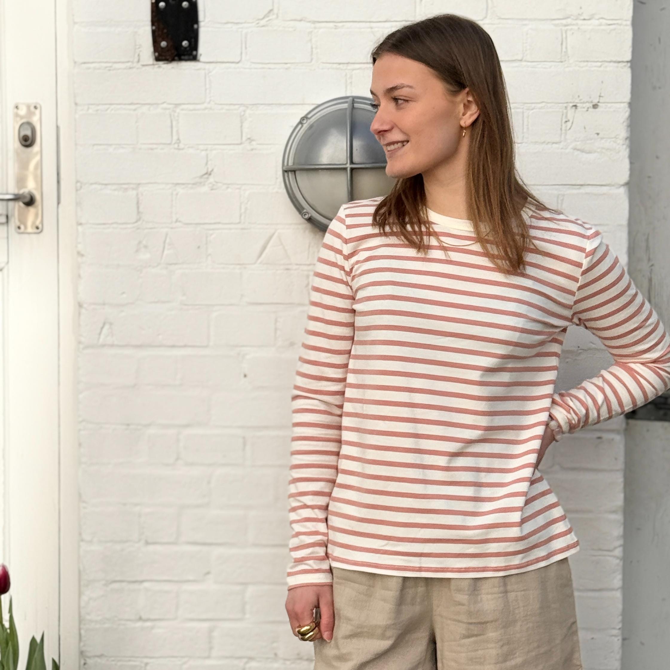 Lucca Bluse - Øko Bomuld - Cameo Brown Stripe