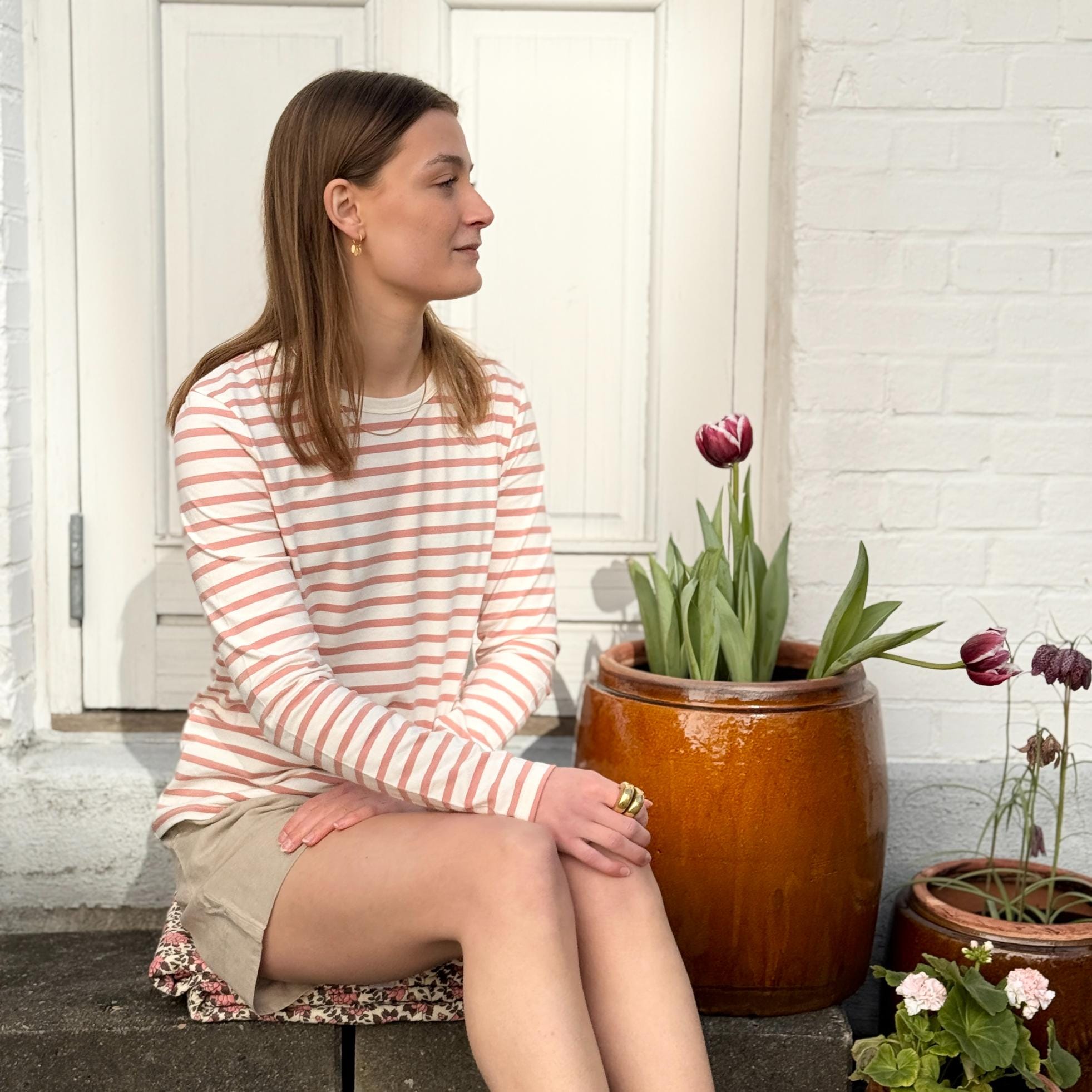 Lucca Bluse - Øko Bomuld - Cameo Brown Stripe