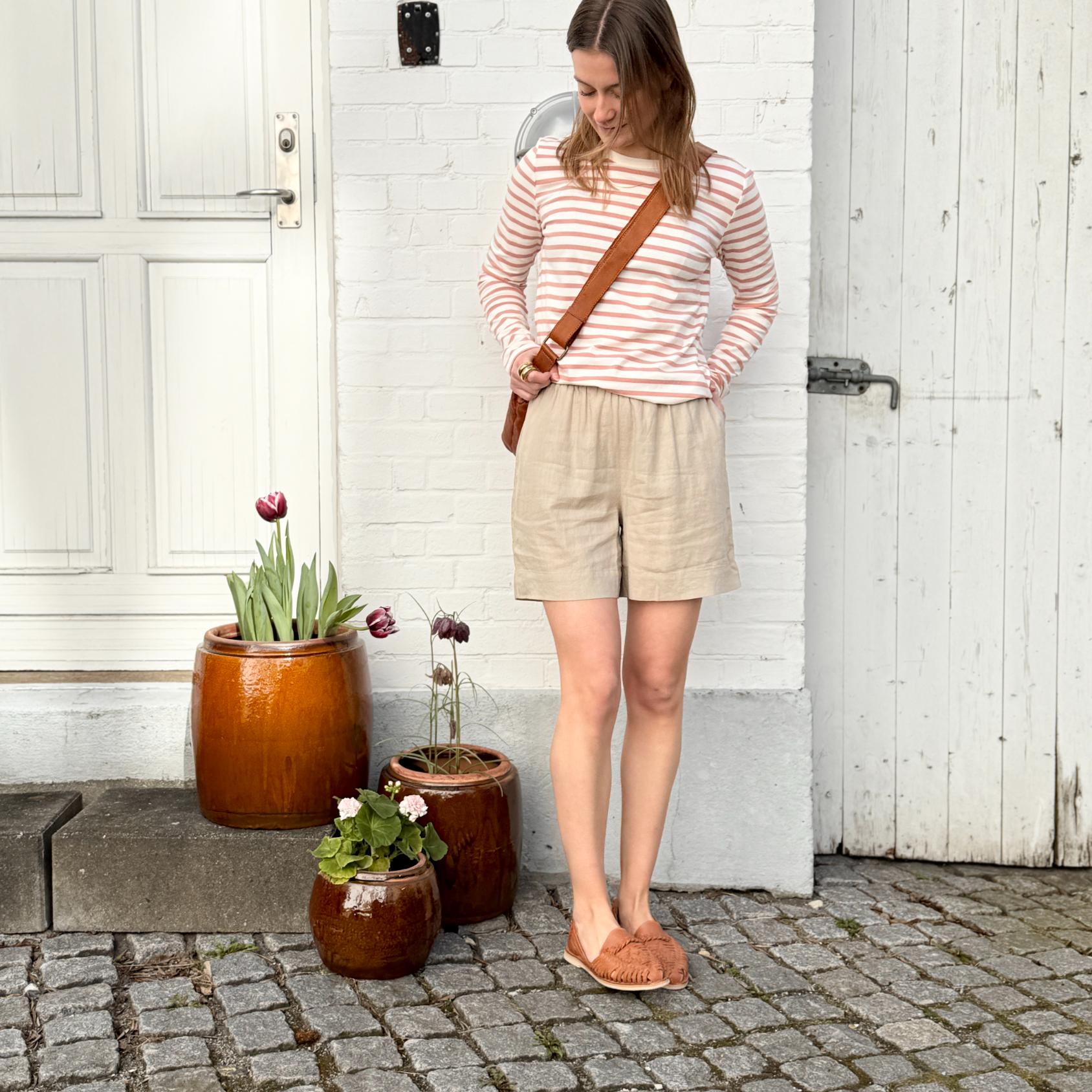 Lucca Bluse - Øko Bomuld - Cameo Brown Stripe