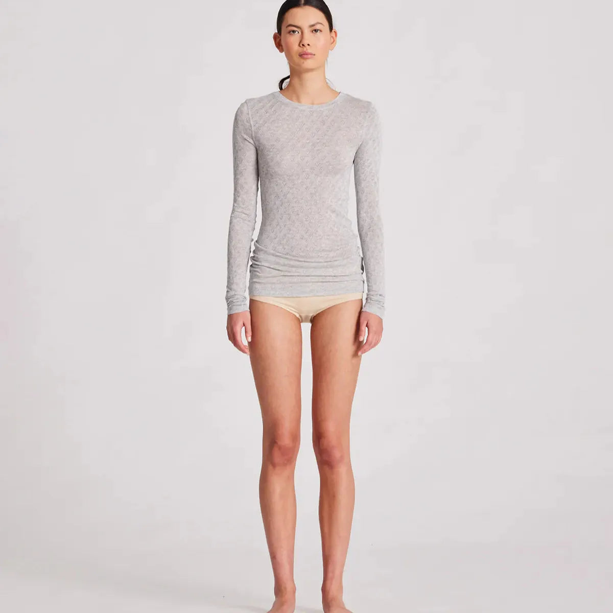 Fermi Bluse - Viskose/Silke - Light Grey Melange