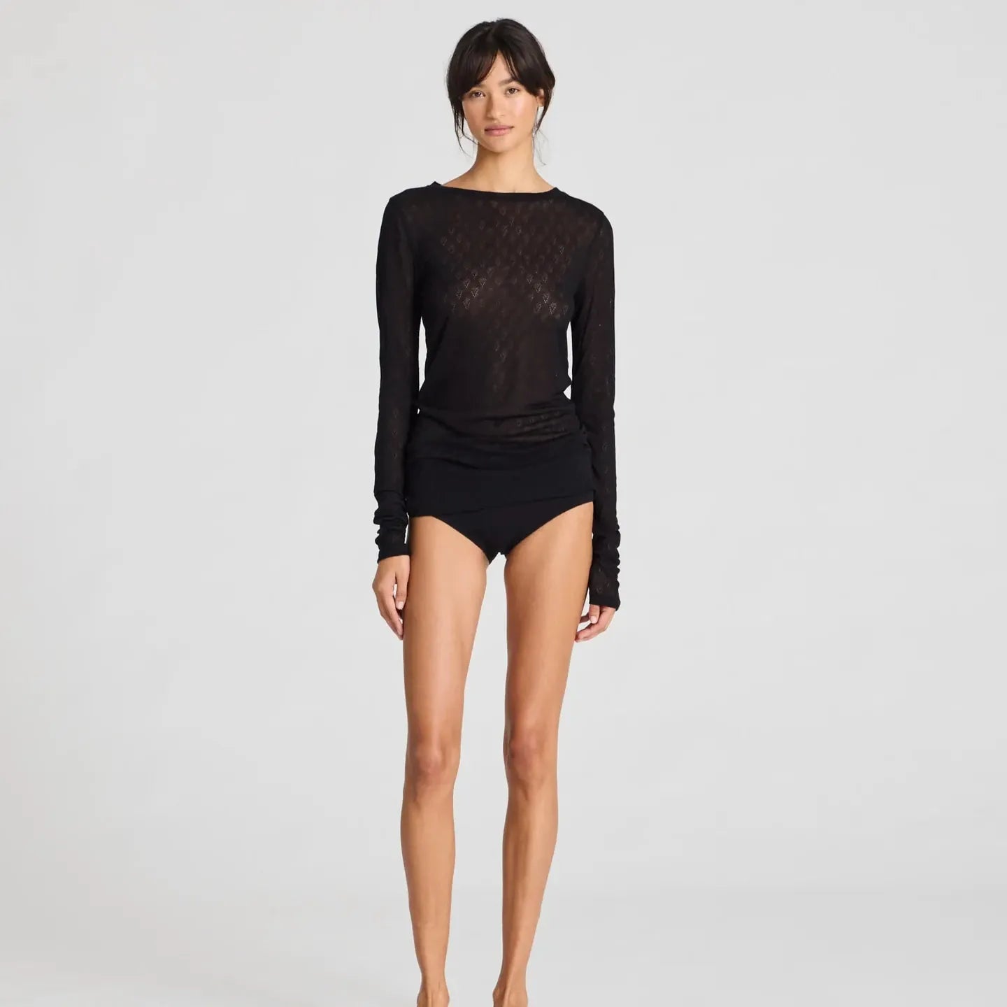 Fermi Bluse - Viskose/Silke - Stretch Limo Black