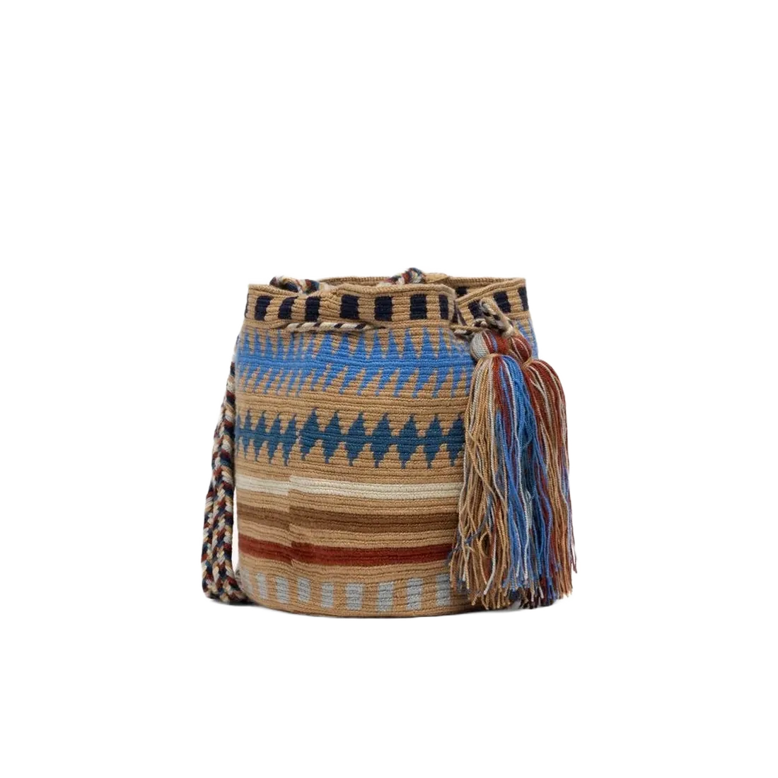 Guanabana crossbody taske i beige og blå farver
