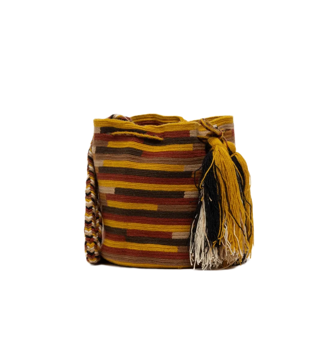 Lille GUANABANA Crossbody bag i M. Denne er i brune, rød og gule farver