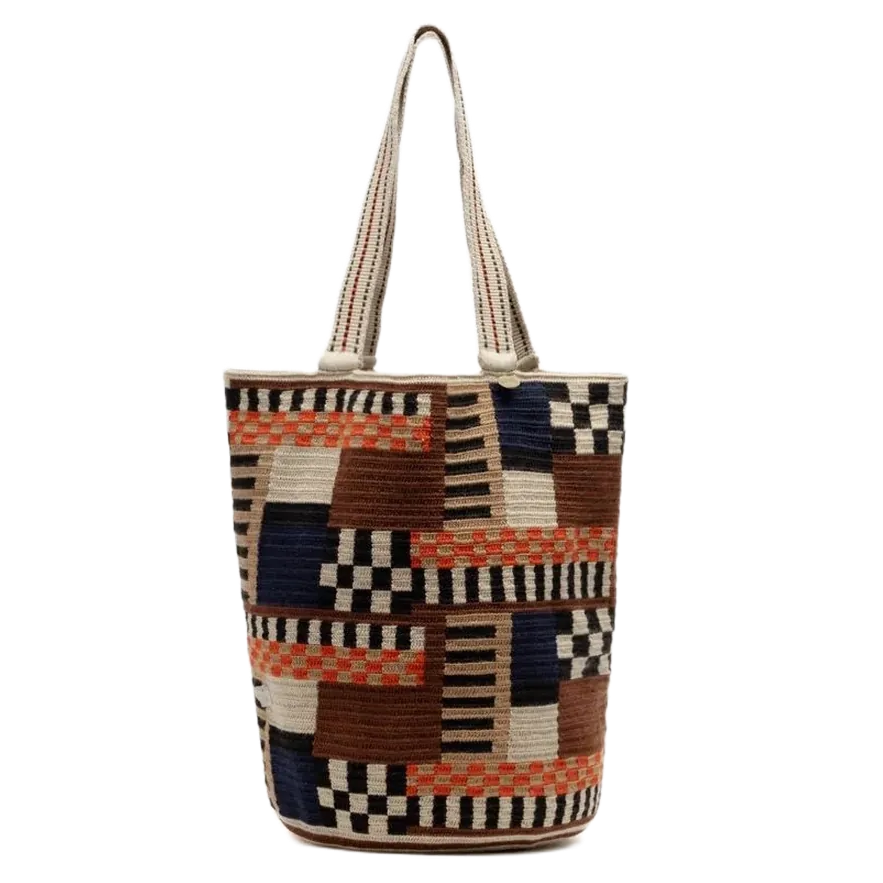 Totebag fra GUANABANA i brune, sorte og orange farver