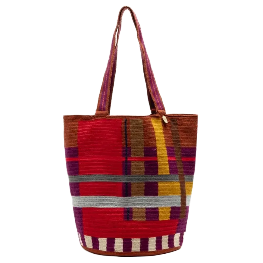 Totebag fra GUANABANAi røde, gule, brune og blå farver