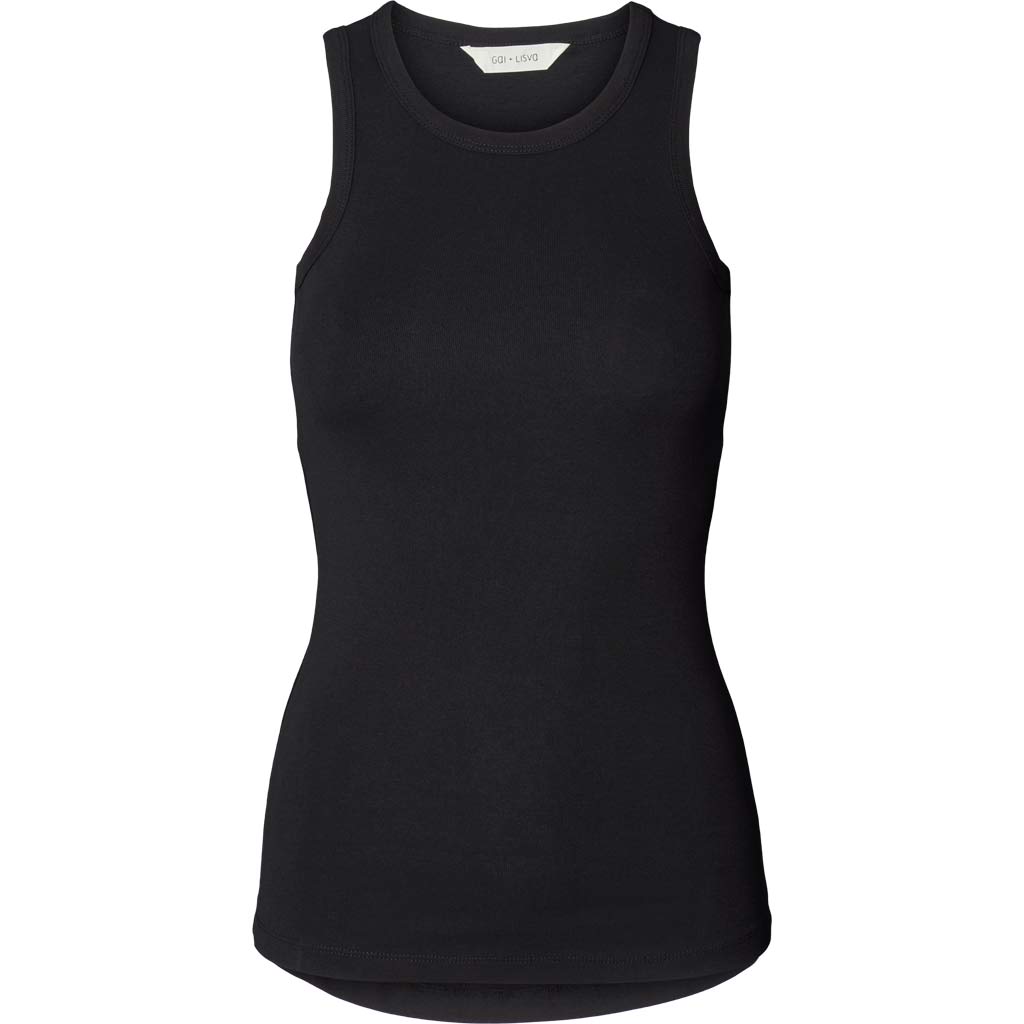 Alberte Rip toppen er en klassik tanktop fra Gai+Lisva med rib. Denne er i farven sort