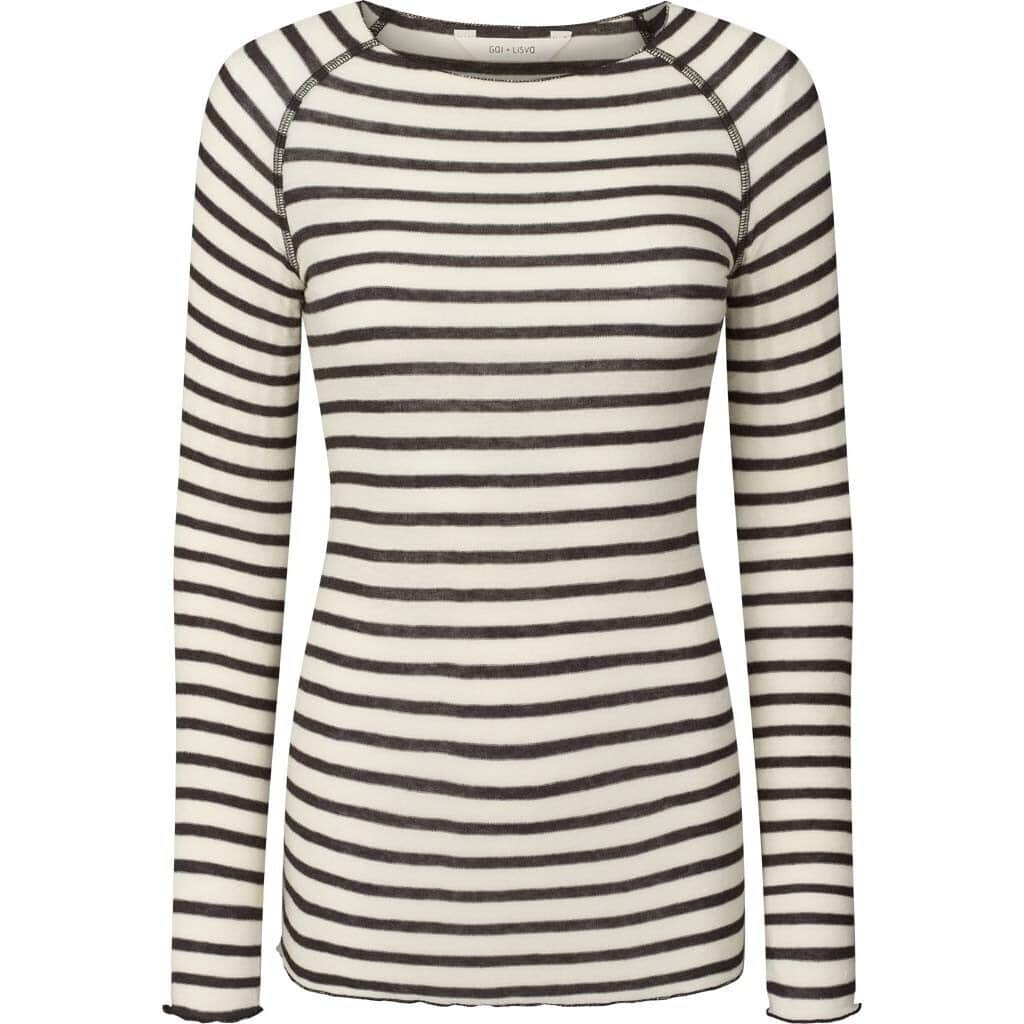 Amalie Bluse - Viskose/Uld - Reverse Dark Grey Stripe