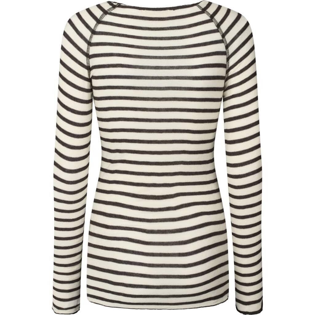 Amalie Bluse - Viskose/Uld - Reverse Dark Grey Stripe
