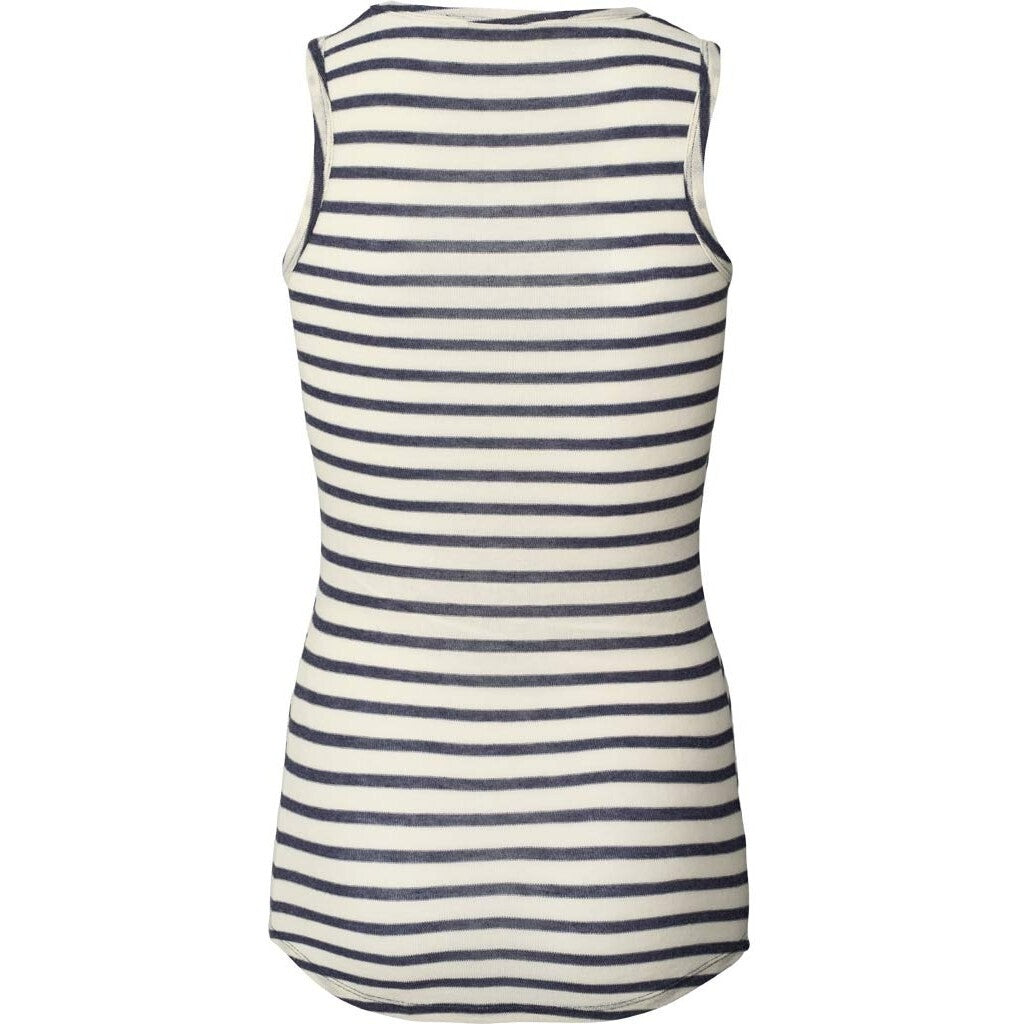 Alberte Top, Viskose/Uld - Reverse Denim Stripe