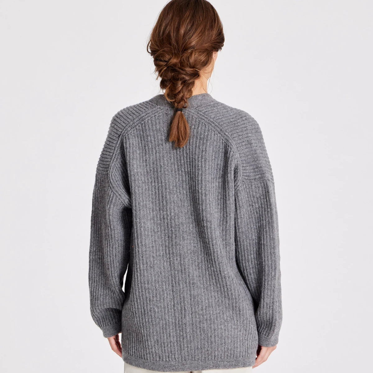 Mette Cardigan - 100% Lambswool - Grafiti Grey Melange